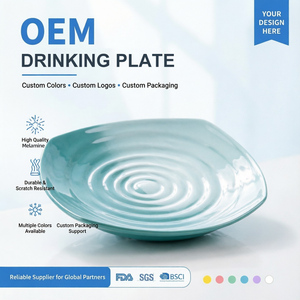 Plato Plano de Melamina al por Mayor, Sin BPA, para Uso en Restaurantes y Hogares, Diseño de Remolino Verde Menta para Buffet y Comedor - Product Image 1