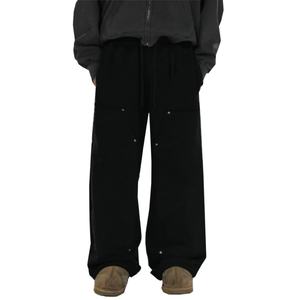 Pantalon de jogging unisexe décontracté et confortable à coupe large, 100 % coton, double épaisseur aux genoux, avec logo personnalisé, service OEM, vente en gros - Product Image 4