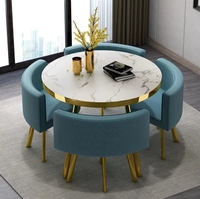 Ensemble de table de restaurant moderne et simple pour café, table ronde d'intérieur avec quatre chaises, ensemble de table à manger moderne