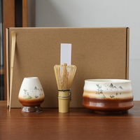 Ensemble de matcha en céramique exquis, logo personnalisé, ensemble d'outils à matcha 4 pièces, ensemble de thé directement de l'usine