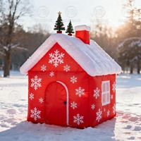Décoration gonflable de cabine de tente de maison de Noël de grotte de Santa brune extérieure de 4x3m pour des événements