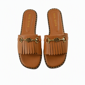 Nuovi Arrivi <span class=keywords><strong>MIA</strong></span> DIVA Eleganti Ciabatte da Donna con Applicazioni Dorate in PU Punta Quadrata per Uso Quotidiano e Ufficio Primavera Estate - Product Image 1