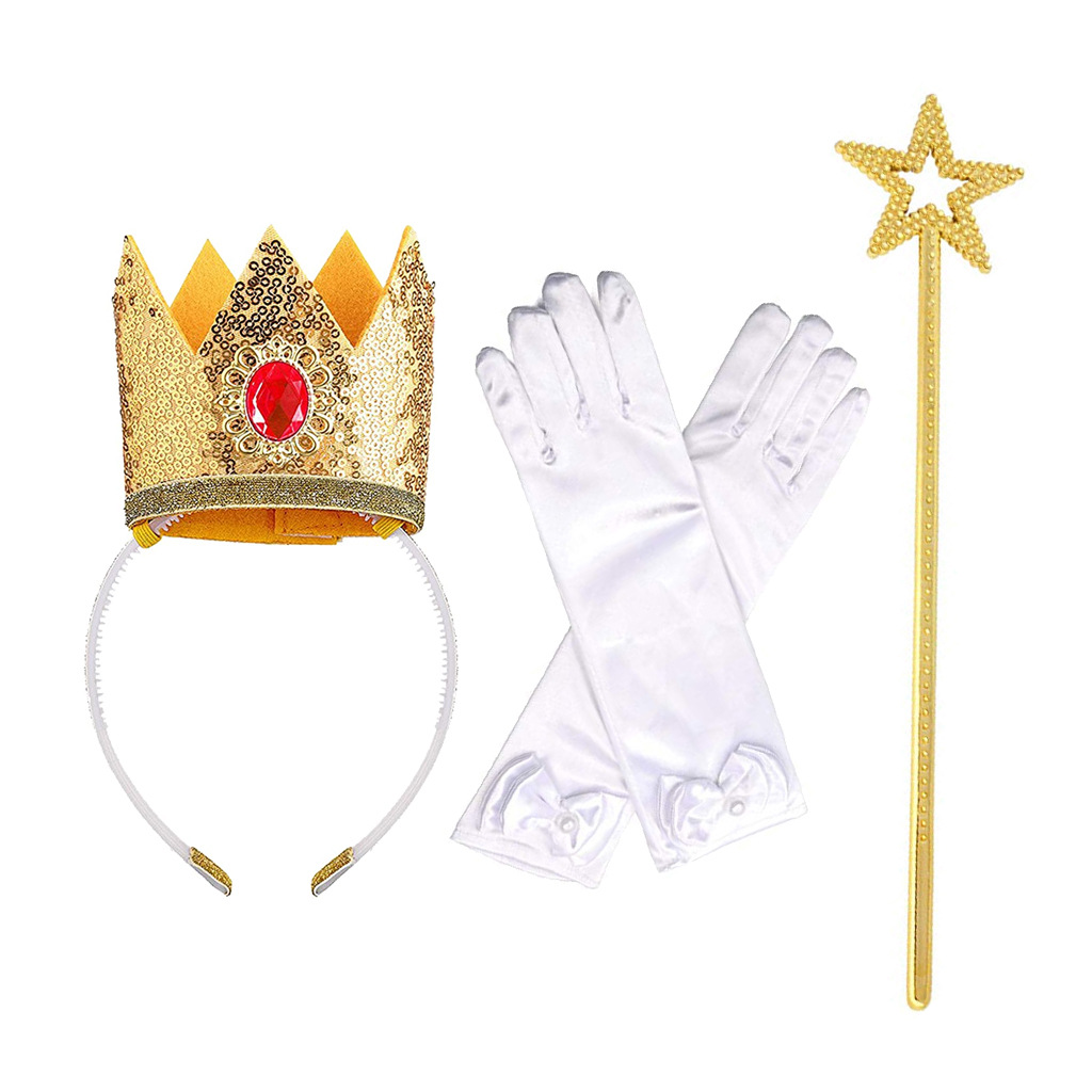 Princess Peach Dress Up Accessory Set for Girls - Crown, Gloves & Magic  Wand for Birthday, Halloween & Theme Parties