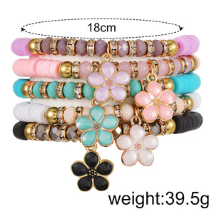 Pulsera con colgante de mariposa y flor colorida, joyería bohemia de arcilla polimérica para mujer, pulseras con dijes de cristal para regalo - Product Image 4