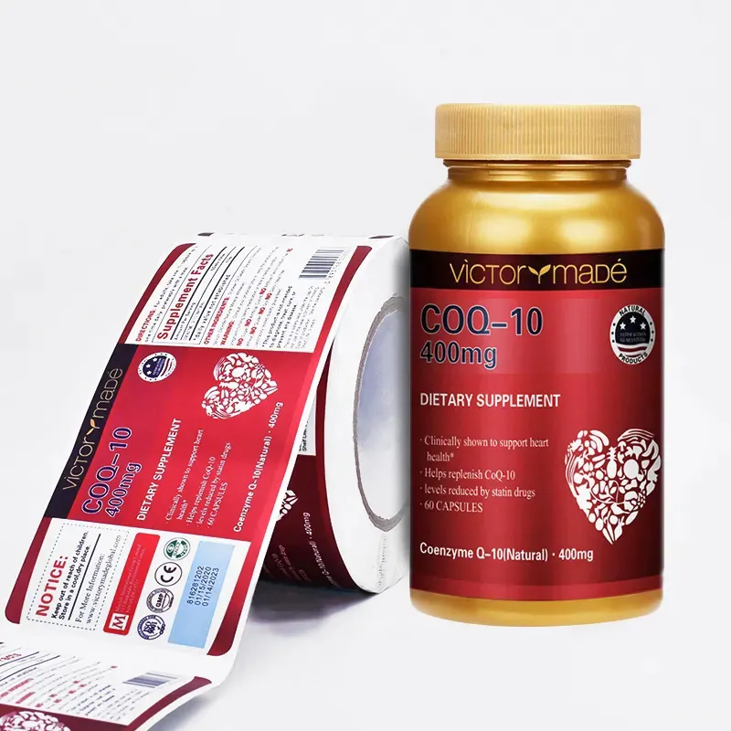 Custom Printing Healthy Pharmaceutical Product Spot Uv Bottle Sticker,Roll Glossy/Matte Nutritional Supplement Labels