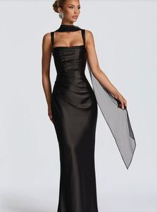 Abito Elegante da Donna in Seta Ghiaccio di Alta Qualità, Scollato, Senza Maniche, con Schiena Scoperta e Spalline Regolabili, Aderente e Sexy per Occasioni Formali - Product Image 4