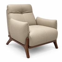 Fauteuil moderne en cuir microfibre durable avec structure en bois et pieds en bois de frêne, fauteuil pivotant pour salon ou hôtel