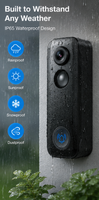 Videoportero Inteligente de 3MP con WiFi, Detección de Movimiento PIR 2K, Audio Bidireccional, IP65 Impermeable, Alimentado por Batería, Control por Aplicación Tuya Home