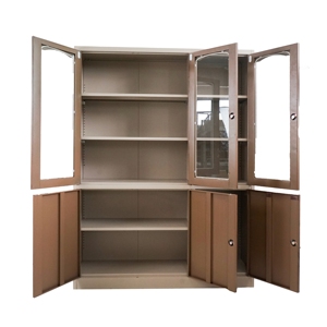 Armoire de classement métallique autoportante avec revêtement poudré, 3 portes vitrées, design moderne, pour bureau commercial, bureau à domicile, chambre, cuisine, extérieur - Product Image 4