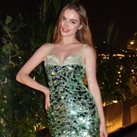 Robe mini sexy à paillettes et strass, sans dos, sans manches, à bretelles, verte, pour soirée