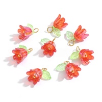 Gantungan Kunci Bunga Terompet 3D Lucu, Akrilik DIY, Liontin Daun Bunga Lily Mutiara untuk Kalung, Gelang, Gantungan Kunci, Pembuatan Perhiasan