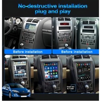 Stereo Mobil Android 9.7 inci untuk Peugeot 407 2004-2011 Carplay Vertikal Gaya Tesla Navigasi Kamera Mundur GPS