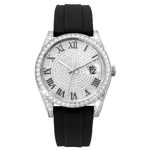 Reloj de Moissanita de Lujo con Movimiento Mecánico, Estilo Hip Hop, Correa de Goma Negra, Disponible en Varios Colores para Hombre y Mujer - Product Image 2