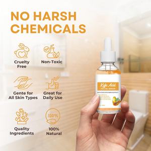 Sérum éclaircissant <span class=keywords><strong>pour</strong></span> le <span class=keywords><strong>visage</strong></span> à l'huile d'acide kojique biologique à base de plantes avec acide hyaluronique et vitamine C, hamamélis et <span class=keywords><strong>aloe</strong></span> <span class=keywords><strong>vera</strong></span> - Product Image 5