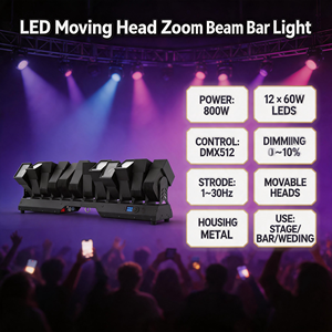 Barre de lumière de scène à 12 têtes LED mobiles, faisceau rotatif indépendant, lumière DJ DMX Art-Net pour discothèque, bar, spectacle - Product Image 3