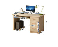 Bureau de direction moderne et compact, idéal pour étudiants et télétravailleurs, avec plateau en bois – Élégant et abordable