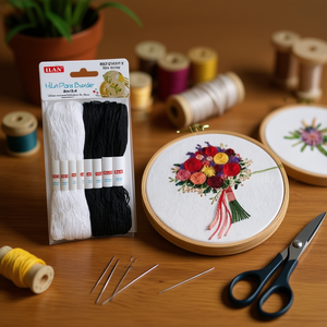 Filo da ricamo Iln 30s/2*6 Nero Bianco 8 pezzi circa per cucito a mano e artigianato - Product Image 2