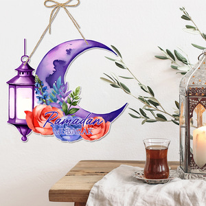 Decorazione per Porta Eid Al Adha, Ramadan Mubarak, Ornamenti a Forma di Luna Crescente e Lanterna per Decorazione Islamica Musulmana di Porte, Pareti e Finestre - Product Image 5