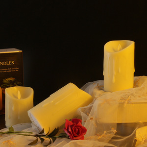 Vlamloze Kaarsen 4 "5" 6 "Set Van 3 Plastic <span class=keywords><strong>Led</strong></span> Kaars Realistische Dansende Vlam Met Afstandsbediening <span class=keywords><strong>Timer</strong></span> Functie - Product Image 4