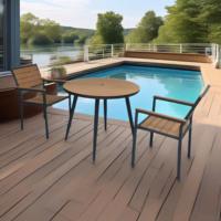 Table et chaises en aluminium, plastique et WPC pour extérieur, cour, café, salon de thé, restaurant, ensemble table ronde et chaises