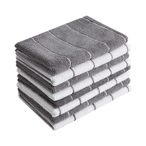 Serviettes à vaisselle en microfibre à rayures grises et blanches 40*60cm super absorbantes et à séchage rapide pour un usage domestique - Product Image 2