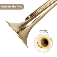 Brass Trumpet Bb Flat Bugle with Mouthpiece Orchestra Music Instrument Gold Lacquer Finish