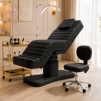 Lit de beauté incurvé beige de luxe à 3 moteurs, table de massage moderne pour spa, lit de traitement facial pour salon, clinique des cils