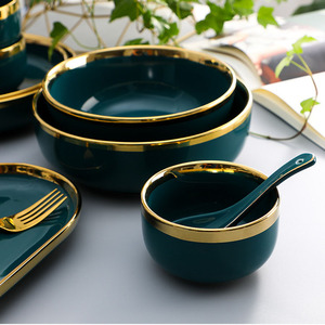 <span class=keywords><strong>8</strong></span> inch 10 Châu Âu vàng <span class=keywords><strong>Inlay</strong></span> trái cây nhà hàng tấm vuông gốm thực phẩm món ăn - Product Image 4