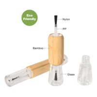 Botol Kutek Gel Tabung Kaca Kayu Bambu Ramah Lingkungan Berkepala Dua dengan Logo Kustom Grosir