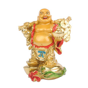 <strong>Standing</strong> Buddha 24k Golden Resin Chinese Lucky Statue Buddhism Style Artistic Painted Indoor Decorative Fengshui <strong>Figurine</strong> - Product Image 1
