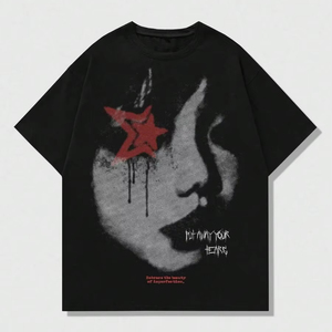 Men's portrait print <b>short</b>-<b>sleeved</b> T-shirts, spring/summer clothing factory, customization available.F10 - Product Image 1