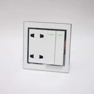 V7 Range 2 Gang 1way Switch + 4 Pin Socket White Color Silver Electroplated Ring PC Plate 86 Plate 3*3 Medium Rocker