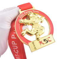 Deutschland Glänzende vergoldete Zink legierung KSC Karate Team Medaille 3D Vogel Karneval Taekwondo Judo Bjj Wettbewerb Medaille Cut Hollow Out