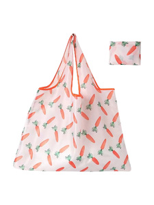 Custom Striped <b>Long</b> Handle Foldable Eco-friendly Ripstop Reusable Shopping <b>Bags</b> with Extra Large Shoulder Closure Polyester - Product Image 1