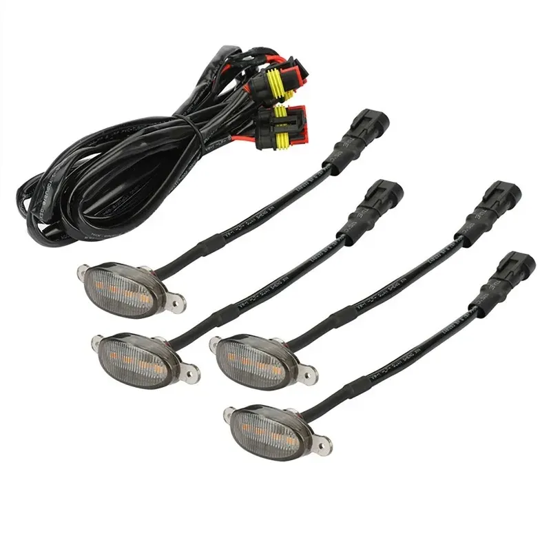 Luces de rejilla delantera de coche ámbar ahumado blanco 4LED Luz de parrilla lámpara de ojo de águila maletero de carretera SUV Luz de rejilla LED delantera de coche Universal