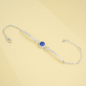Pulsera de Plata 925 con Zafiro Azul Cultivado, un Elegante Regalo Diario de Cumpleaños para Sorprender a Chicas - Product Image 4