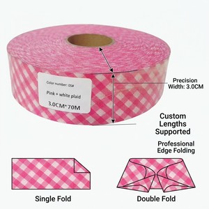 Pita Elastis Lipat Motif Kotak-kotak Gingham Custom Print, Pita Elastis Plaid untuk Ikat Rambut, Aksesoris Jahit Pakaian - Product Image 3