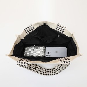 Biểu Tượng Tùy Chỉnh Thân Thiện Với Môi Hữu Cơ Tái Sử Dụng Bông Vải Túi Dây Kéo Quá Khổ Cuối Tuần Đảng Phòng Tập Thể Dục <span class=keywords><strong>Tote</strong></span> Phụ Nữ In Túi Mua Sắm - Product Image 6