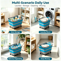 Panier à linge pliable 60L avec roulettes universelles, panier à linge sale, double poignée, design ventilé pour le rangement dans la buanderie