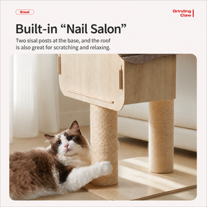 Arbre à <span class=keywords><strong>chat</strong></span> avec maisonnette, griffoir en sisal, toit en feutre, jouet à balle, pour plusieurs chats, fabricant OEM - Product Image 5