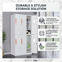Armoire de chambre à coucher en acier à 6 portes, casier moderne pour bureau, armoire de rangement pour hôpital, école, salle de sport, avec serrure à clé, meubles faciles à assembler