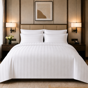 <span class=keywords><strong>Set</strong></span> di Biancheria da Letto a Righe di Lusso per Hotel, 4 Pezzi, 100% Cotone, 300 Fili, Misura King, Traspirante, Ecologico, Durevole - Product Image 3