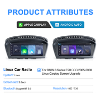 Autoradio Navihua avec écran tactile, système Linus, 8,8 pouces, Carplay, Android Auto, pour BMW Série 3 E90/E91/E92/E93 2004-2008, CCC