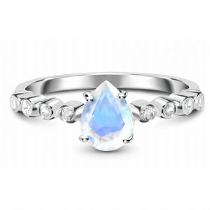 แหวนหมั้นทรงลูกแพร์ประดับมูนสโตนลายเปลือกไม้ชุบทองคำสีกุหลาบ สำหรับงานแต่งงาน วันครบรอบ และเป็นของขวัญ - Product Image 6