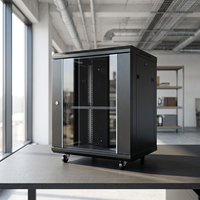 Armoire serveur en acier avec porte en verre trempé ou porte en maille, 12U, qualité OEM, vente en gros d'usine, pour centre de données et armoire réseau
