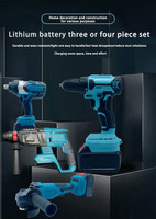 Jeux d'outils 4 en 1, ensemble de marteaux rechargeables au lithium-ion, meuleuse d'angle, coupeur, perceuse, clé - Jeux d'outils électriques polyvalents pour un usage domestique