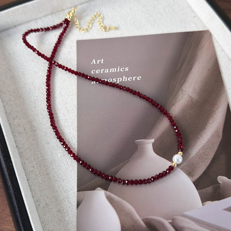 Perle imitation + perle de verre rouge bon marché