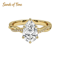 Bague en moissanite en forme de poire pour femme, 1 2 3 4 5 6 carats, en argent sterling 925, sertie de pierres, tendance, personnalisable, vente en gros directe usine