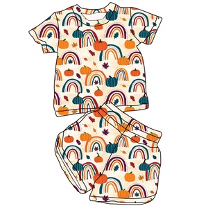 Ensembles de Vêtements d'Été Décontractés Vert Clair pour Enfants en Gros – Débardeur Sans Manches, Short à Nœud Papillon et Ceinture Imprimés en Polyester/Coton Lavable pour Filles - Product Image 3