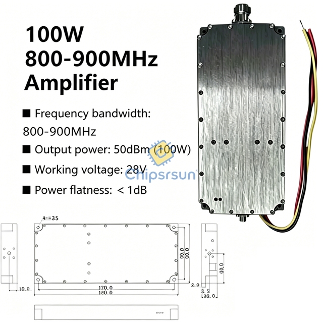 100W 800-900MHz RF Power Amplifiers GAN Amplifier 50dBm 100W 800MHz 0.8GHz 0.9GHz Power Flatness <1dB 100W PA Wireless Module